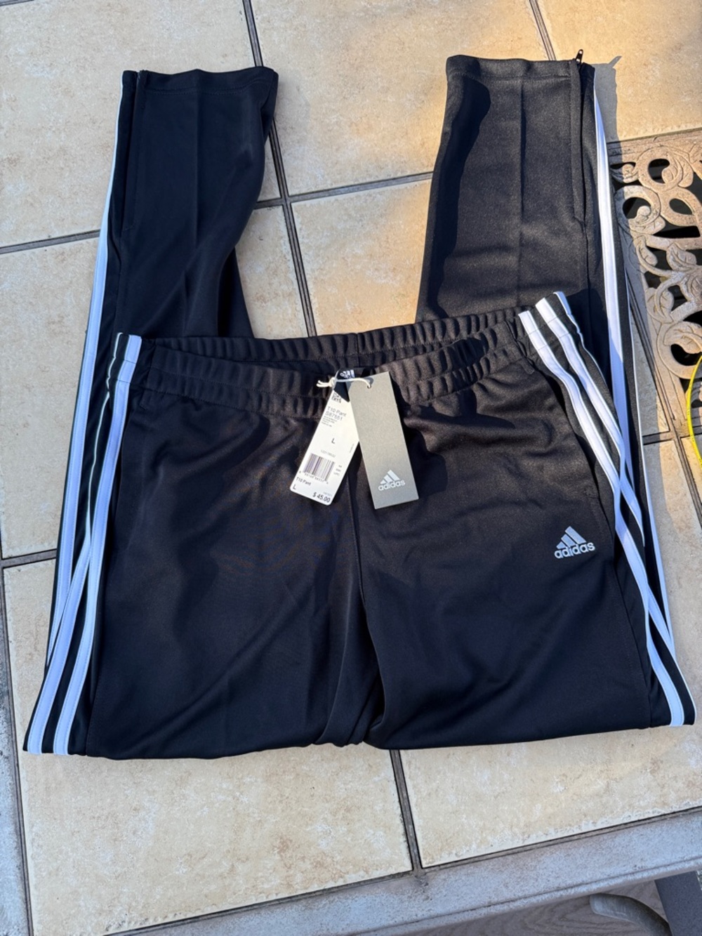 adidas Black Jogger Sweatpants with White Side Stripes